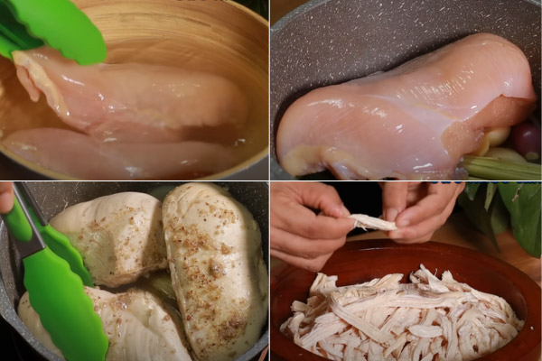 Không xé thịt gà quá nhỏ để tránh bị vụn khi sấy